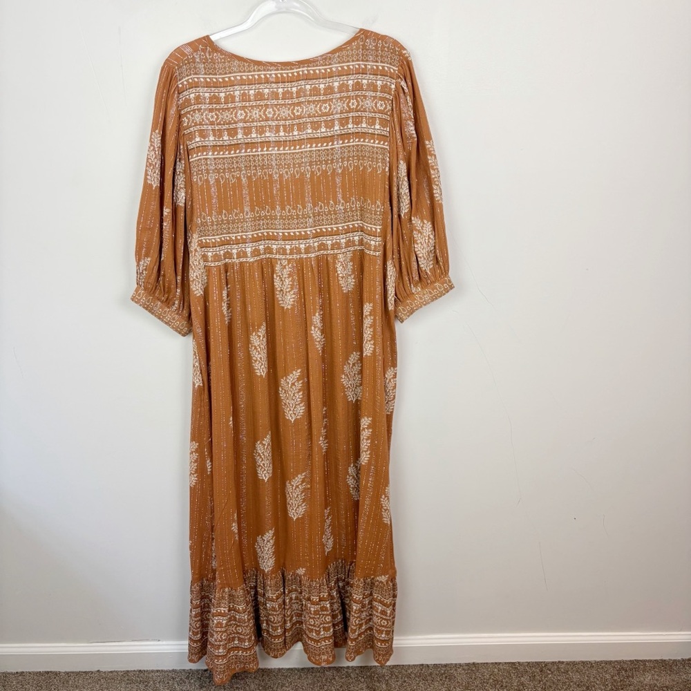 Daughters of India Rust Brown Printed Bohemian Maxi Dress - Picture 12 of 14